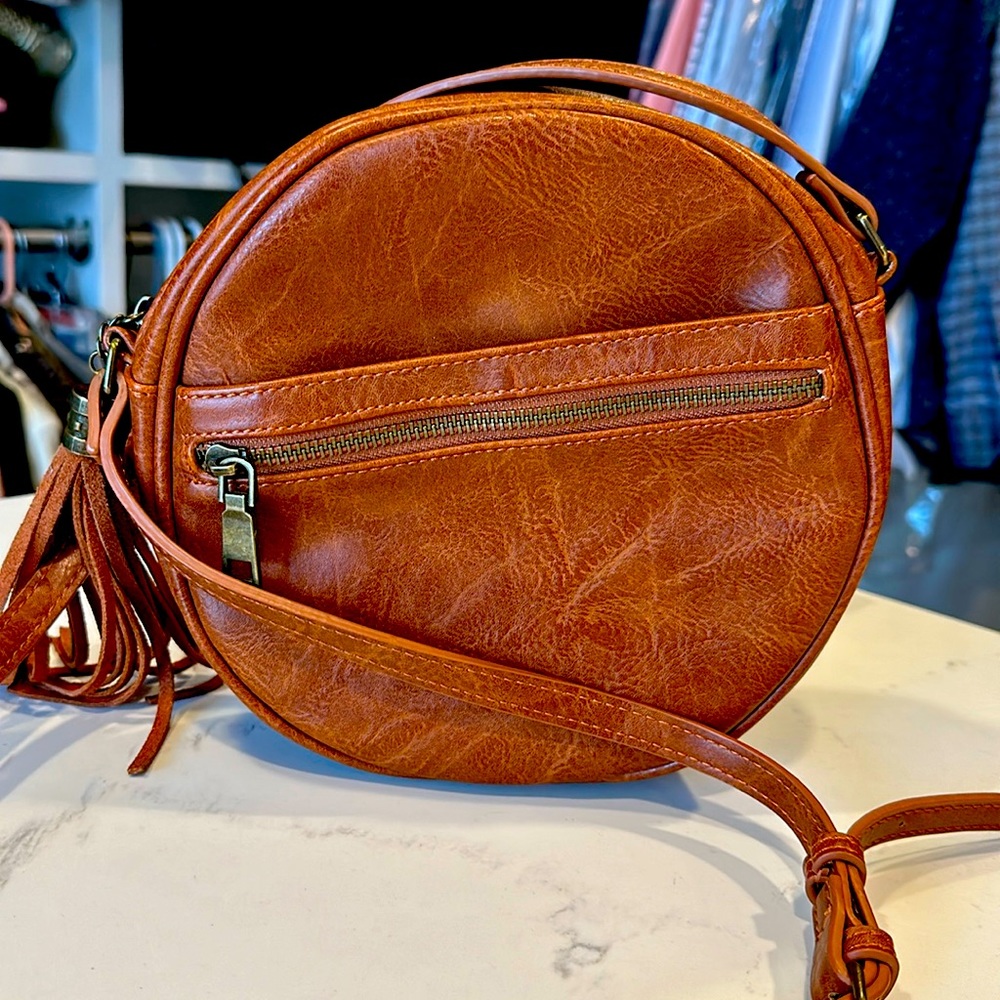 ANTHROPOLOGIE leather crossbody purse.